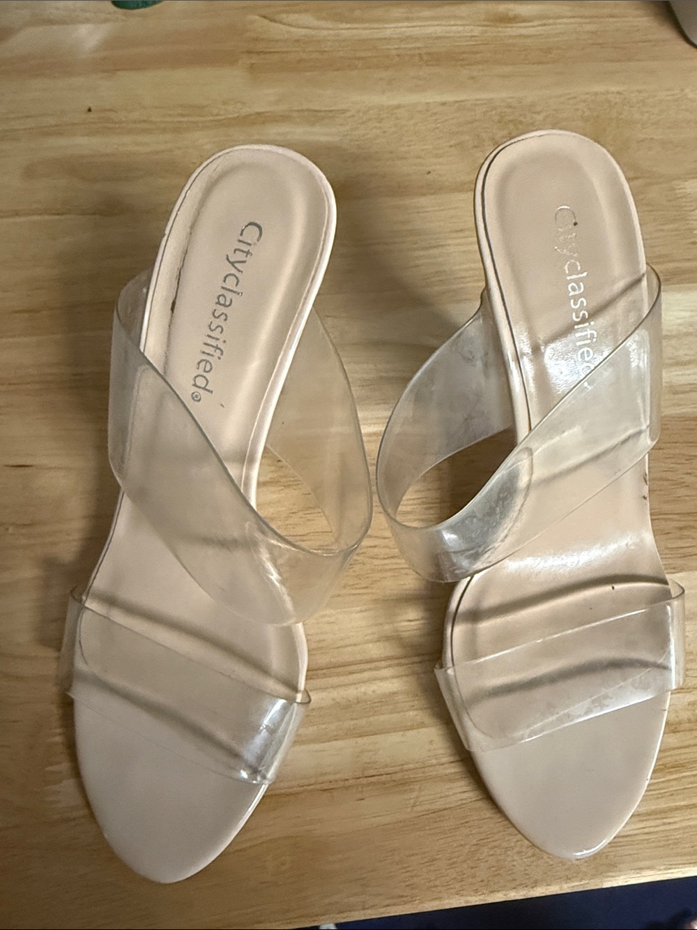 Cityclassified Clear Strap Nude Slide Mules